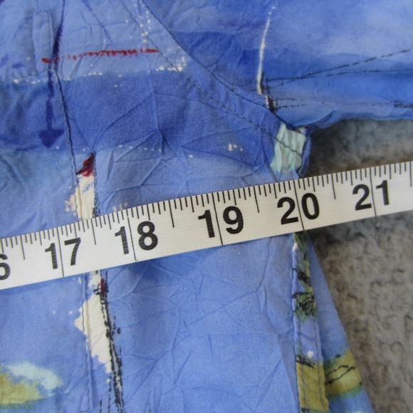 VTG Jams‎ World Shirts Mens Small Blue Sea Hawaiian Catamaran Print island Life - Picture 12 of 13